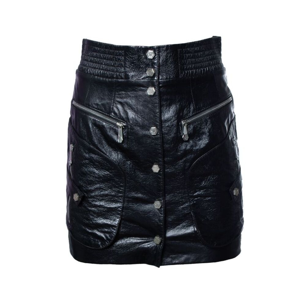 Philipp Plein, coated leather skirt